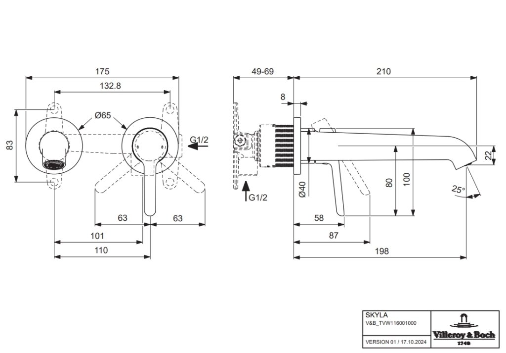 Baterie încastrată lavoar Villeroy&amp;Boch Skyla