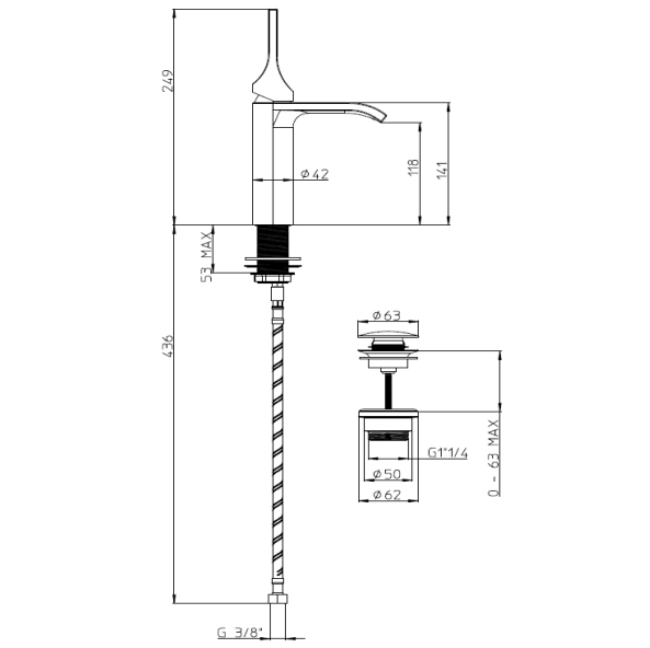 Baterie lavoar Bossini APICE M E89603000030005