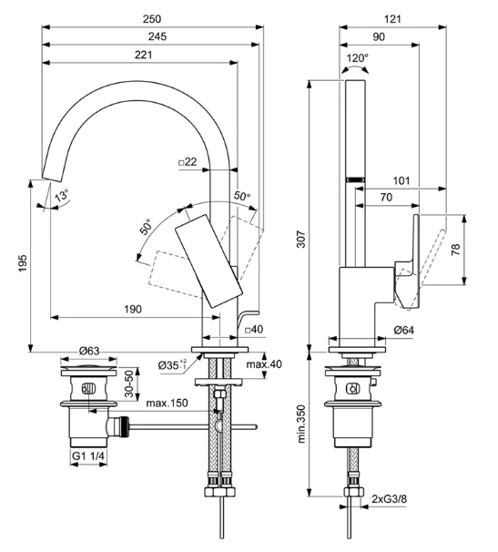Baterie lavoar Ideal Standard Atelier Extra ML BD504AA