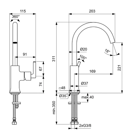 Baterie lavoar Ideal Standard Atelier Joy Neo BD150AA