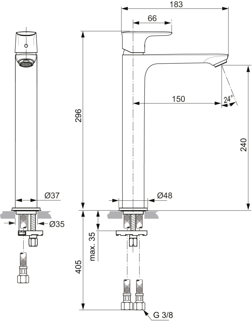 Смеситель для раковины высокий Ideal Standard Atelier Connect Air A7027AA