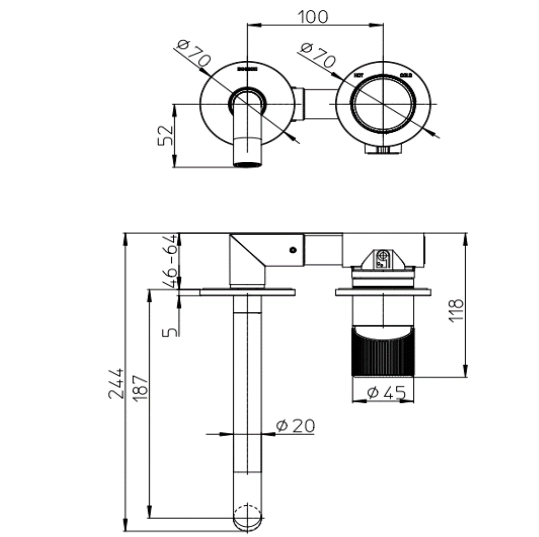 Baterie încastrată lavoar Bossini PLY Z00924000030005