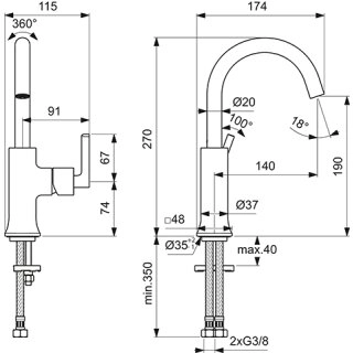 Baterie lavoar Ideal Standard Atelier Joy Neo- BD148AA