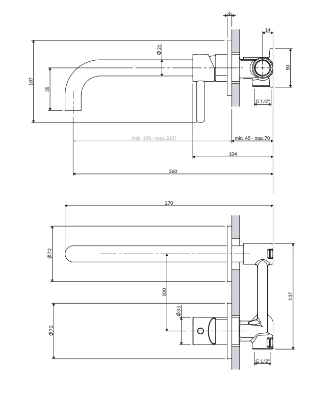 Baterie încastrată lavoar Omnires Y Auriu Periat Y1215HLGLB