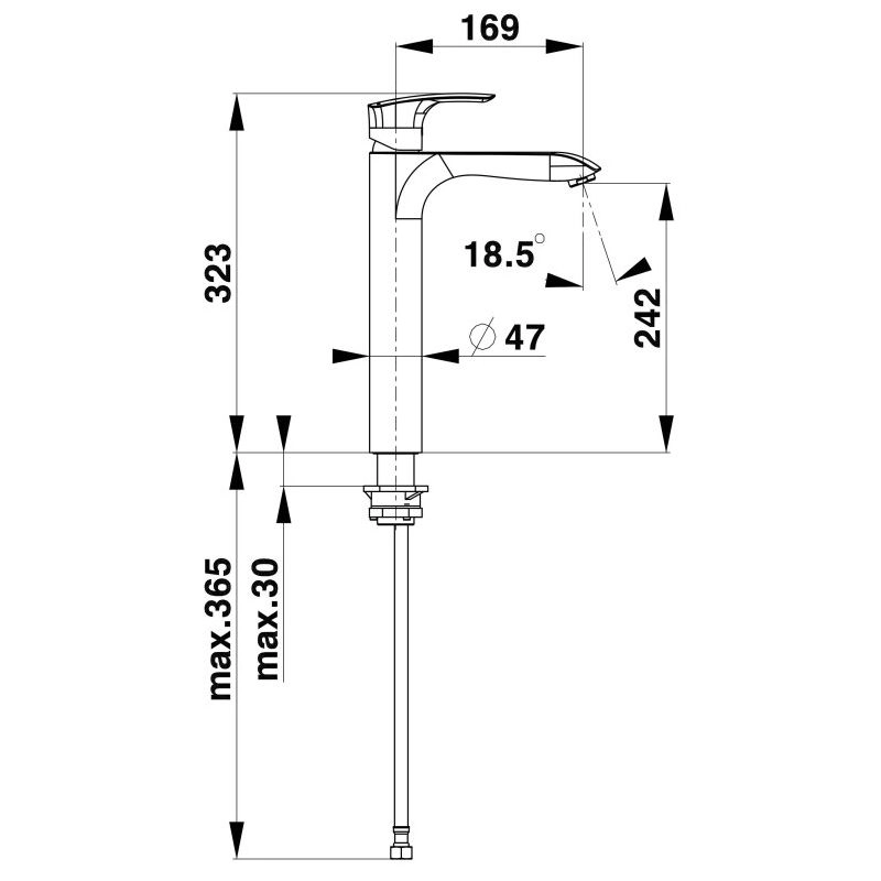 Baterie lavoar înalt Herz Elite Black e12B UH00089B