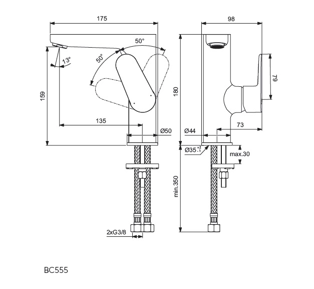 Baterie lavoar Ideal Standard Cerafine O ML BC555XG