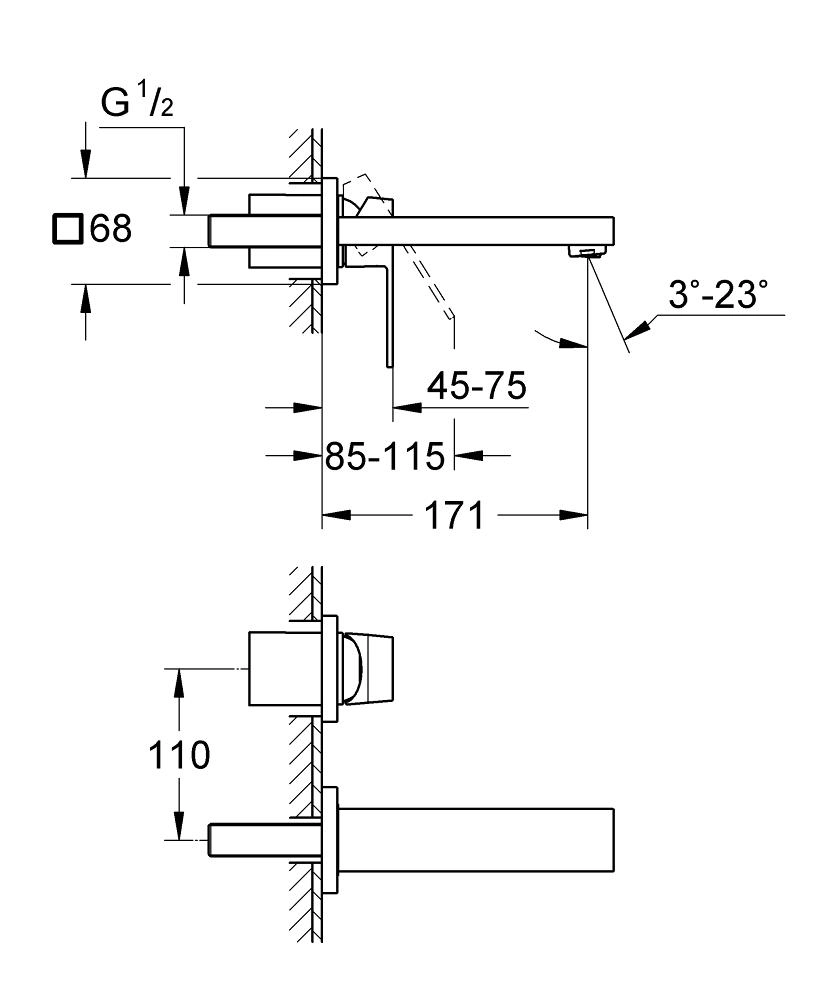 Baterie încastrată lavoar Grohe Eurocube19895000