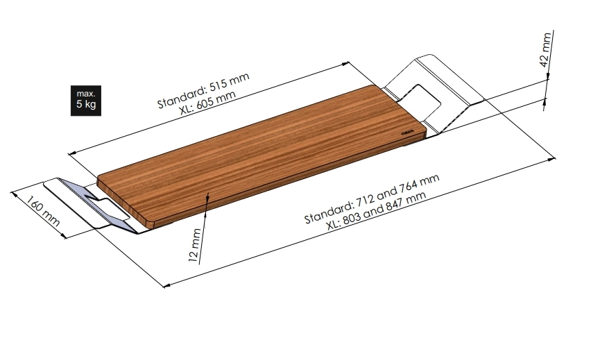 Полочка для ванны бамбуковая Riho White 51,5 cm (207003)
