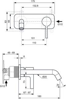 Baterie încastrată lavoar Ideal Standard Atelier Joy Silver Storm A7380GN