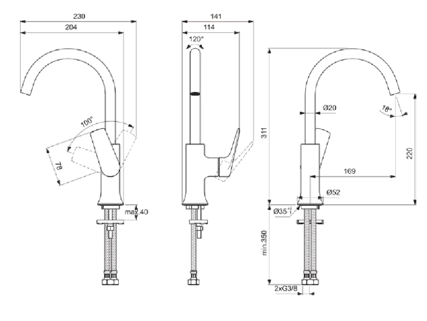 Baterie lavoar Ideal Standard Atelier La Dolce Vita ML BD658AA