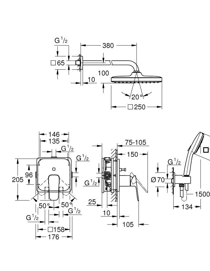 Set de duș îngropat Grohe Cubeo 105336000