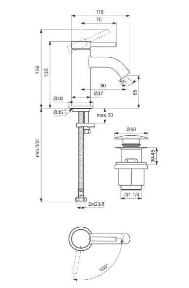 Смеситель для раковины Ideal Standard Ceraline Nuovo BD958AA