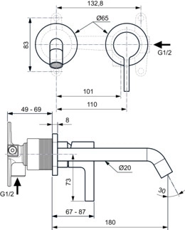 Baterie încastrată lavoar Ideal Standard Atelier Joy A7378AA
