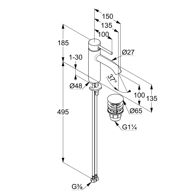 Baterie lavoar Kludi Bozz 382883976