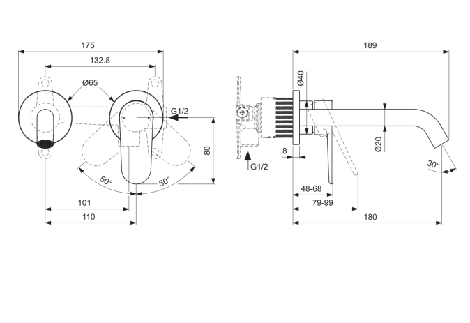Baterie încastrată lavoar Ideal Standard Cerafine O Nuovo BD776XG