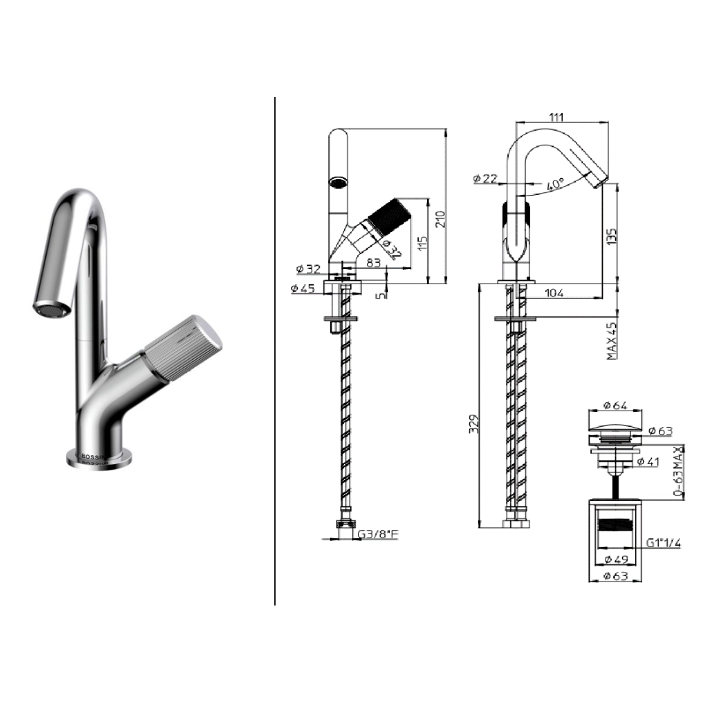 Baterie lavoar Bossini PLY