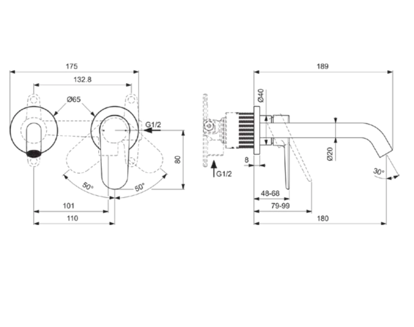 Baterie încastrată lavoar Ideal Standard Cerafine O Nuovo BD776AA