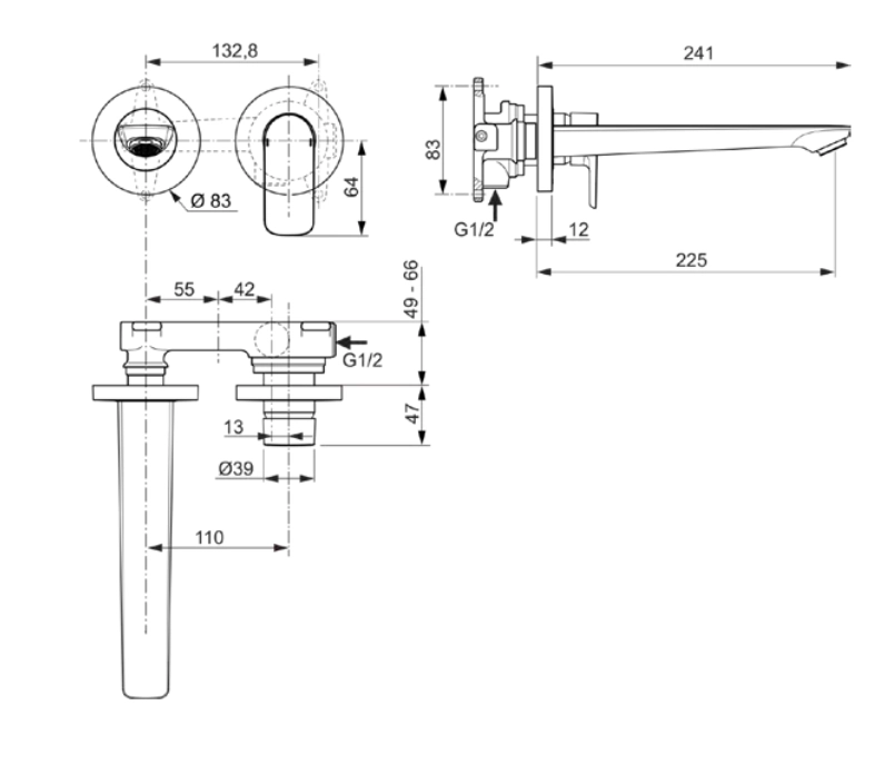Baterie încastrată lavoar Ideal Standard Atelier Connect Air SS