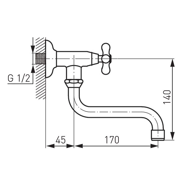 Baterie lavoar pe perete Ferro Retro Z40