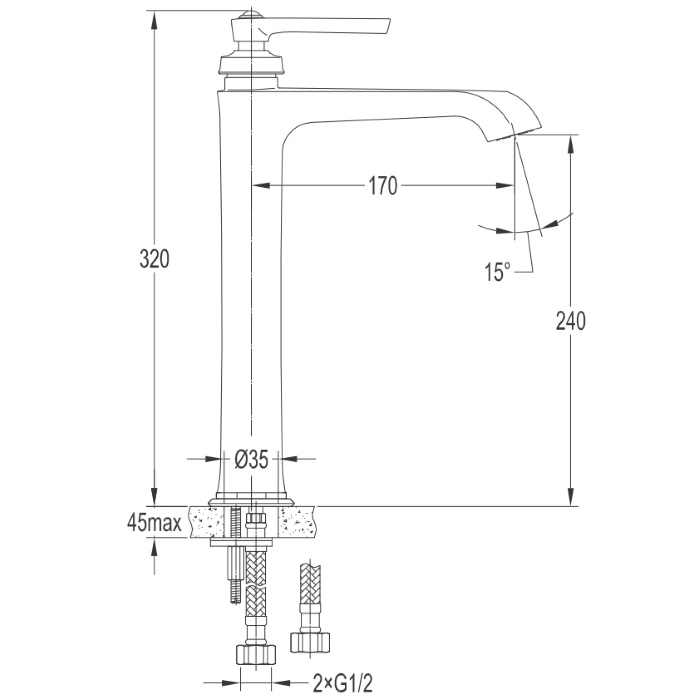 Baterie lavoar înalt Omnires Armance AM5213GL