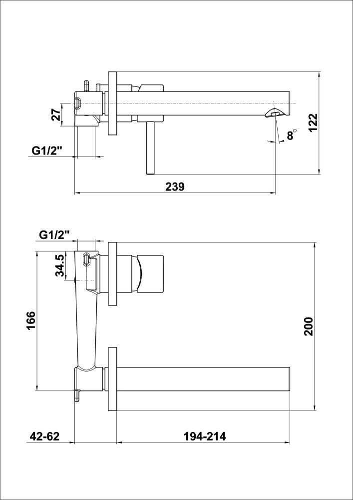 Смеситель встраиваемый для раковины Herz Fresh f85 UH00034