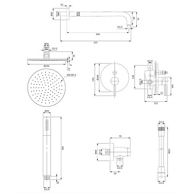Душевой комплект Omnires Y SYSY22XCR