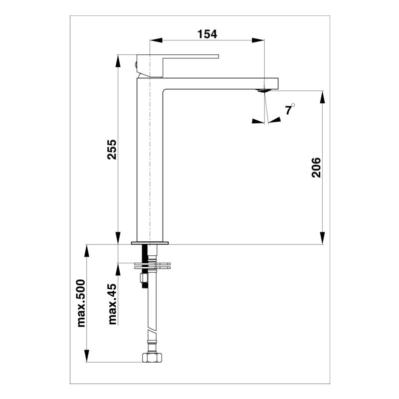 Baterie lavoar înalt Herz SQ Black q12B UH00058B