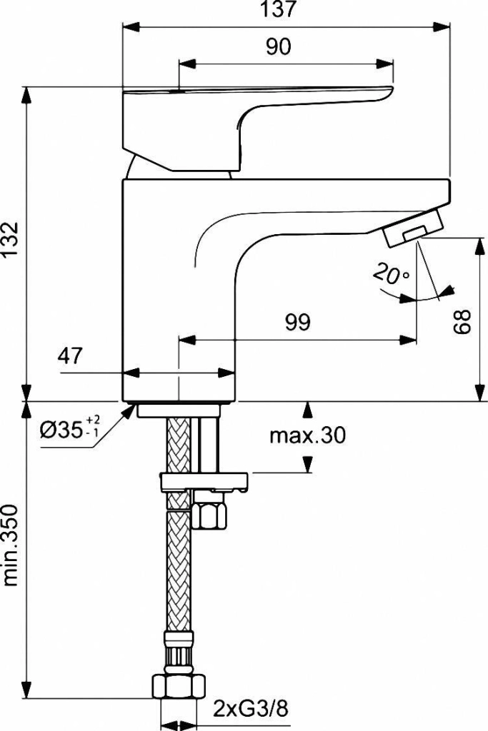 Baterie lavoar Ideal Standard Ceraplan III Slim S BC563AA