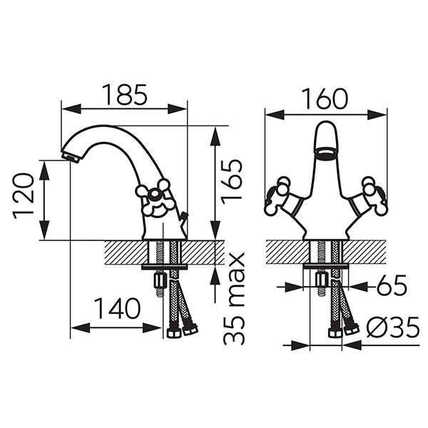 Baterie lavoar Ferro Antica BAI2BR