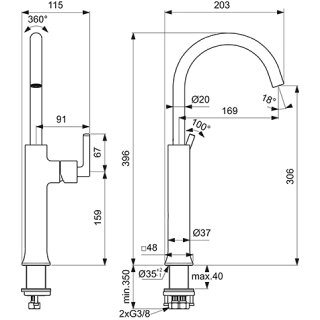 Baterie lavoar înalt Ideal Standard Atelier Joy Neo- BD156AA