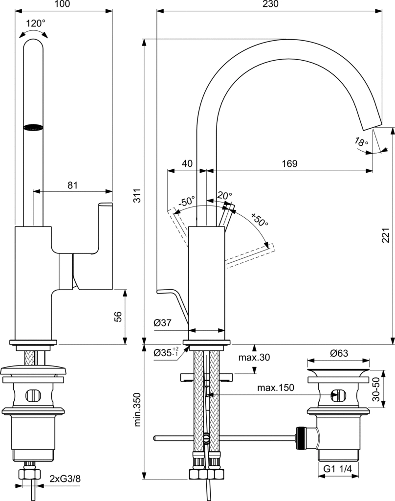 Baterie lavoar înalt Ideal Standard Atelier Joy BC777AA