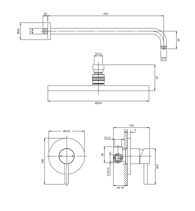 Душевой комплект Omnires Y SYSY36GLB