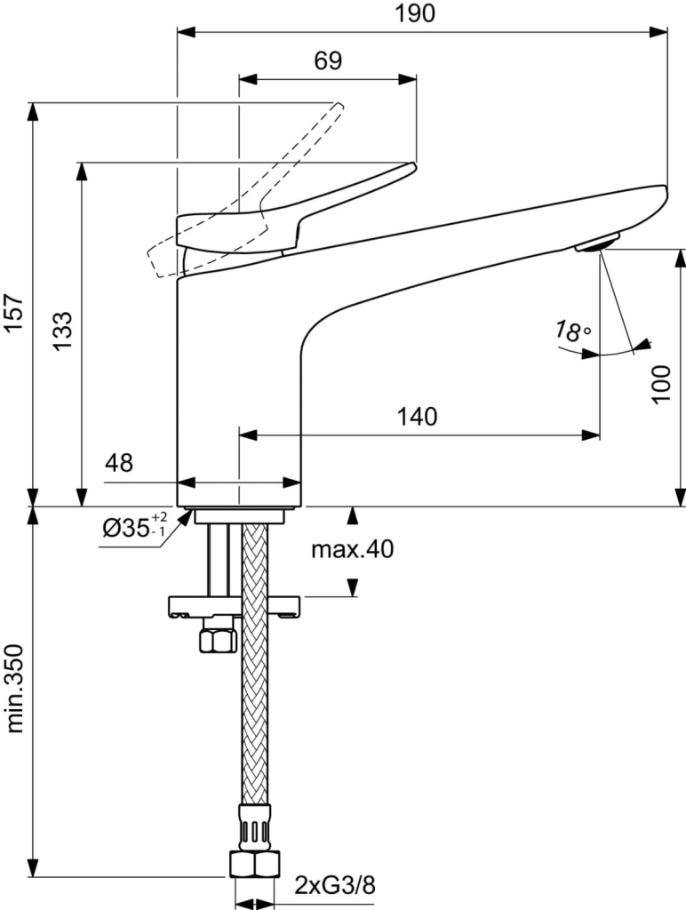 Baterie lavoar Ideal Standard Atelier Conca Grande Magnetic Grey BD457A5