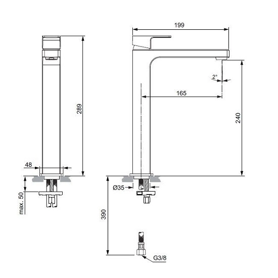 Baterie lavoar înalt Ideal Standard Edge ML A7114AA