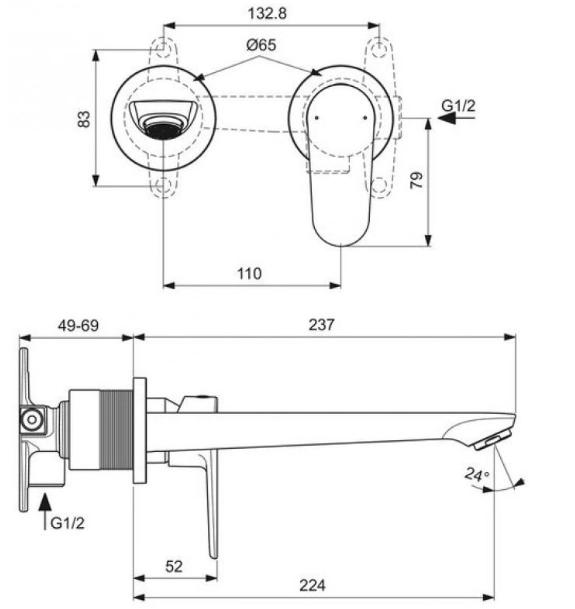 Baterie încastrată lavoar Ideal Standard Cerafine O BD133XG