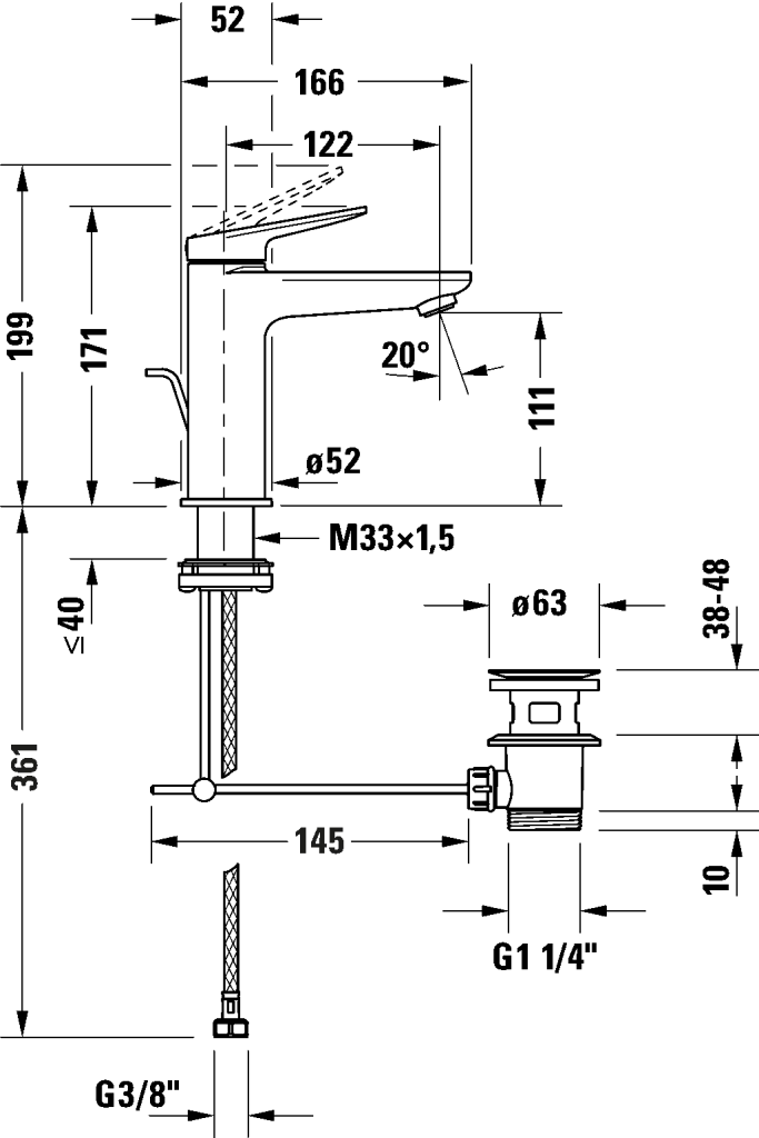 Baterie lavoar Duravit Wave WA1020001004