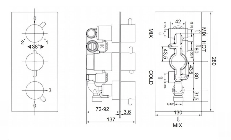Set de duș îngropat Omnires Y SYSYS02XCR