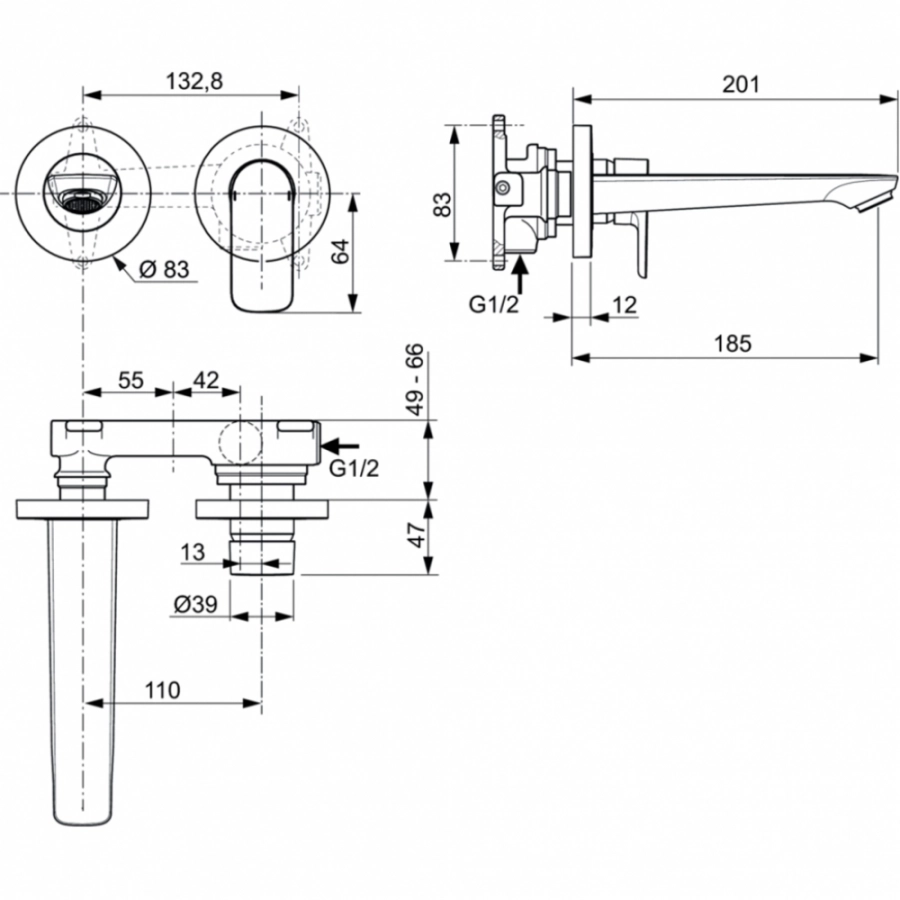 Baterie încastrată lavoar Ideal Standard Atelier Connect Air A7029AA