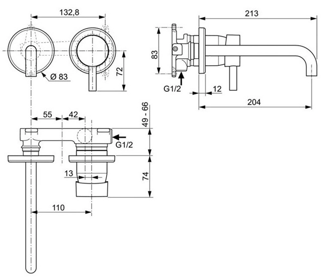 Baterie încastrată lavoar Ideal Standard Ceraline A6938XG