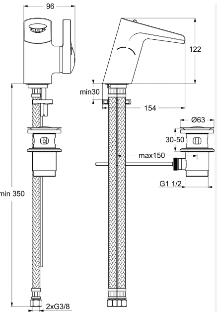 Baterie lavoar tip cascada Ideal Standard Melange B8630AA