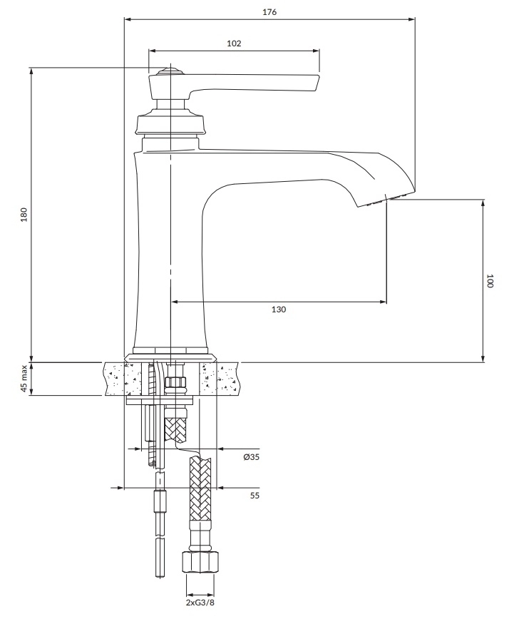 Baterie lavoar Omnires Armance Auriu AM5210GL