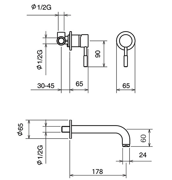 Baterie încastrată lavoar Ferro Tech 12200.0