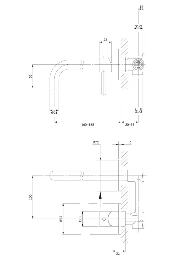 Baterie încastrată lavoar Omnires Y Y1215HCR