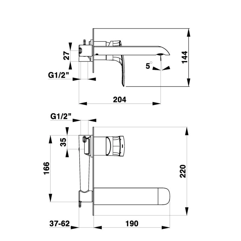 Смеситель встраиваемый для раковины Herz Elite Black e80B UH00080B
