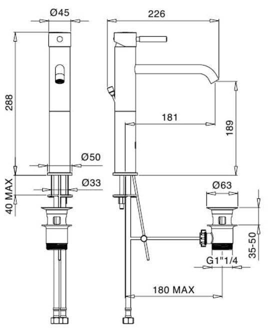 Baterie lavoar înalt Bugnatese Kobuk 2317 OP