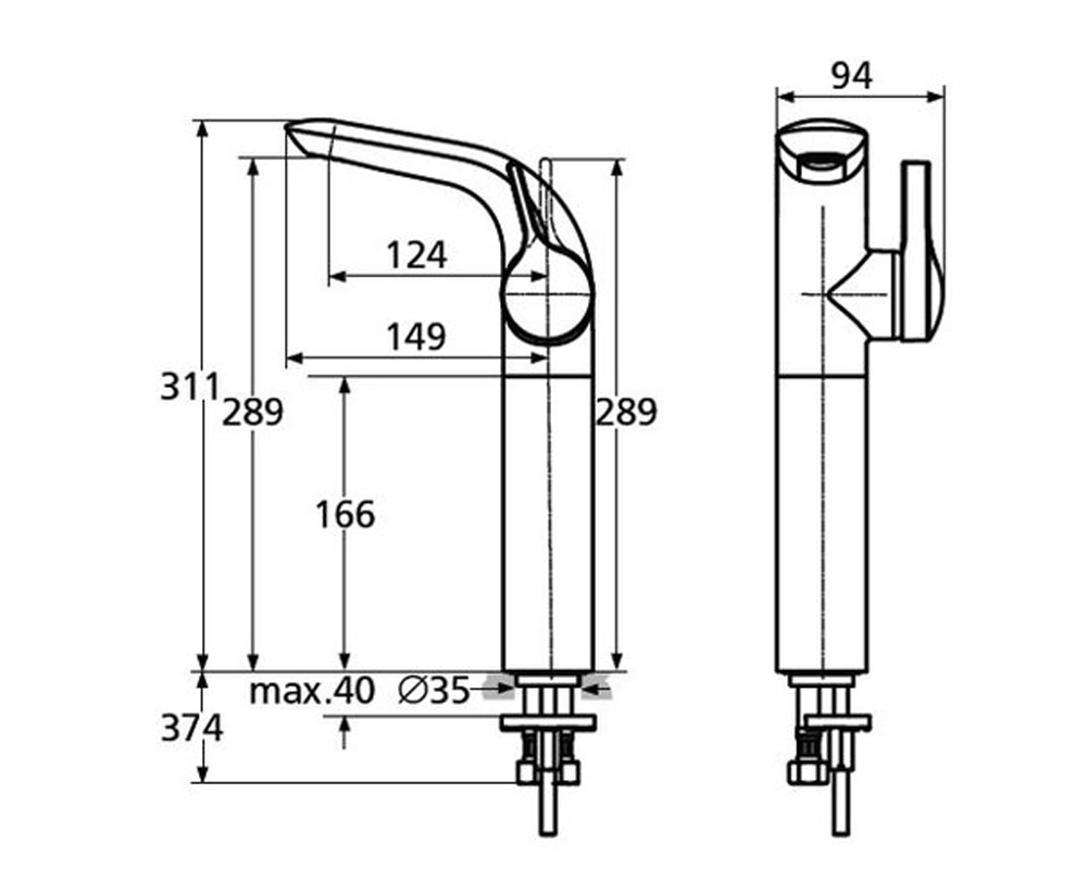 Baterie lavoar înalt Ideal Standard Melange A4266AA