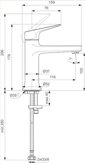 Baterie lavoar Ideal Standard Atelier La Dolce Vita Silver Storm BD654GN