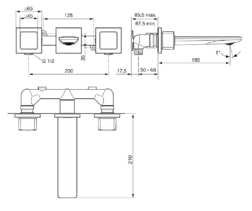 Baterie încastrată lavoar Ideal Standard Atelier Conca A7445AA