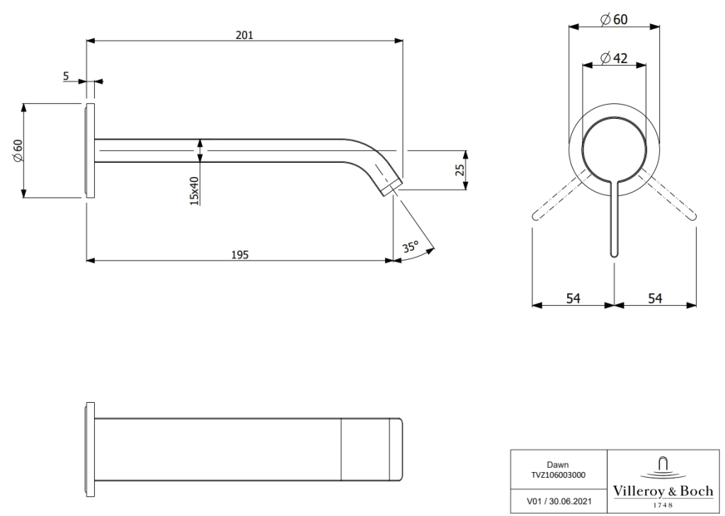 Baterie încastrată lavoar Villeroy&amp;Boch Dawn Nickel